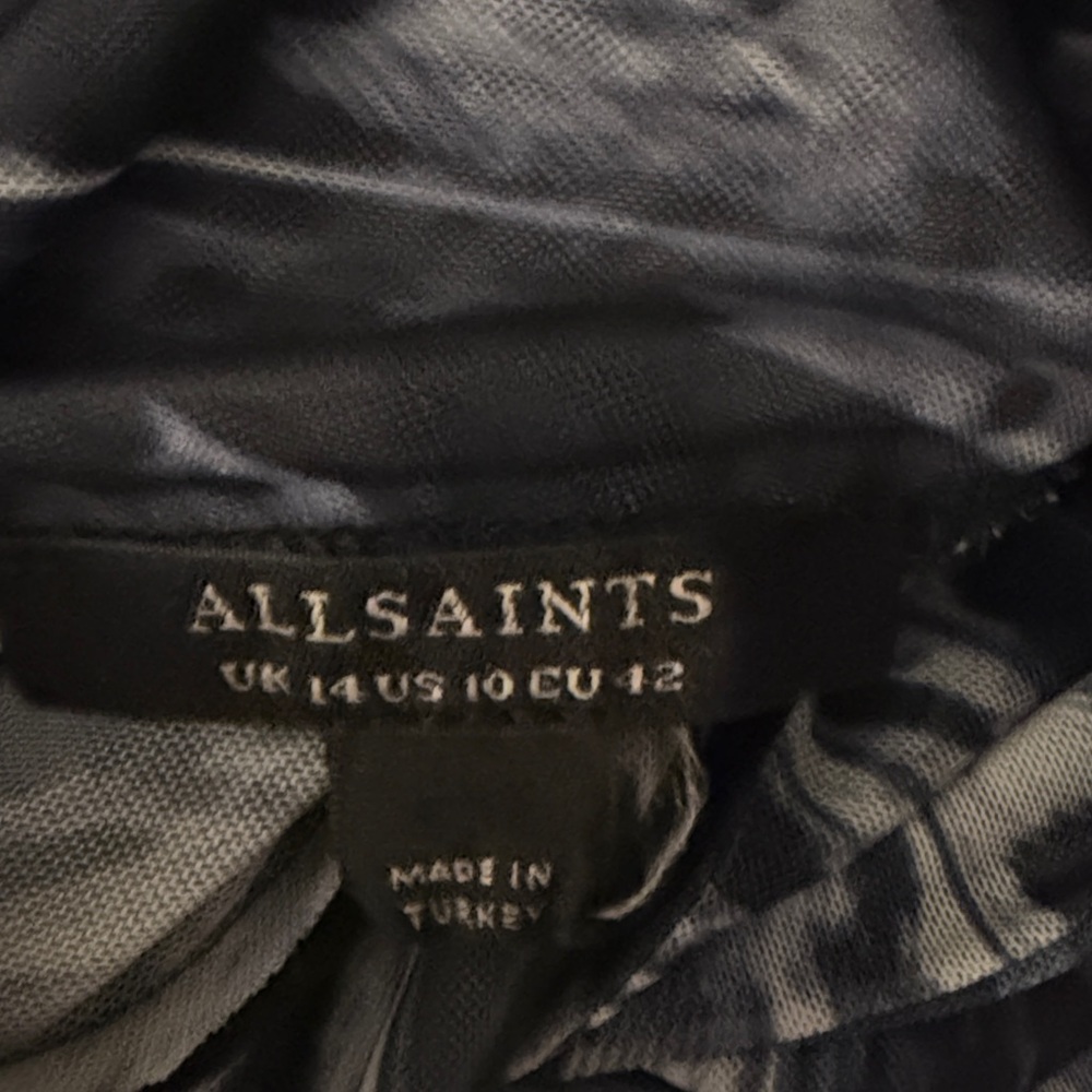 AllSaints Tia Long Sleeve Mesh Top | Blue | Size 10 - Picture 6 of 7